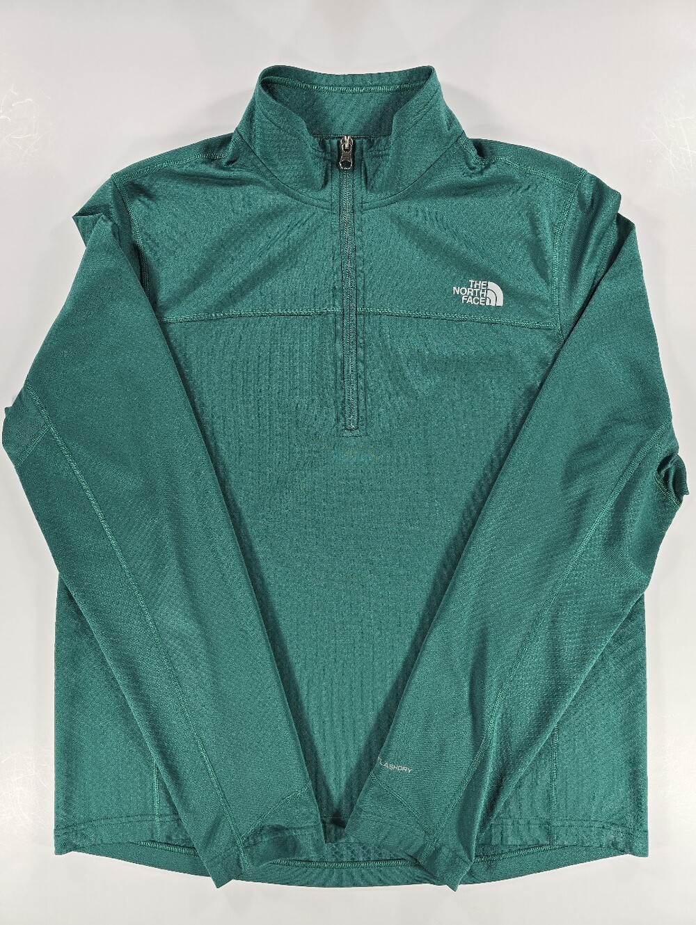 The North Face Pullover Mens Large Green FlashDry 1/4 Zip Long Sleeve Hiking